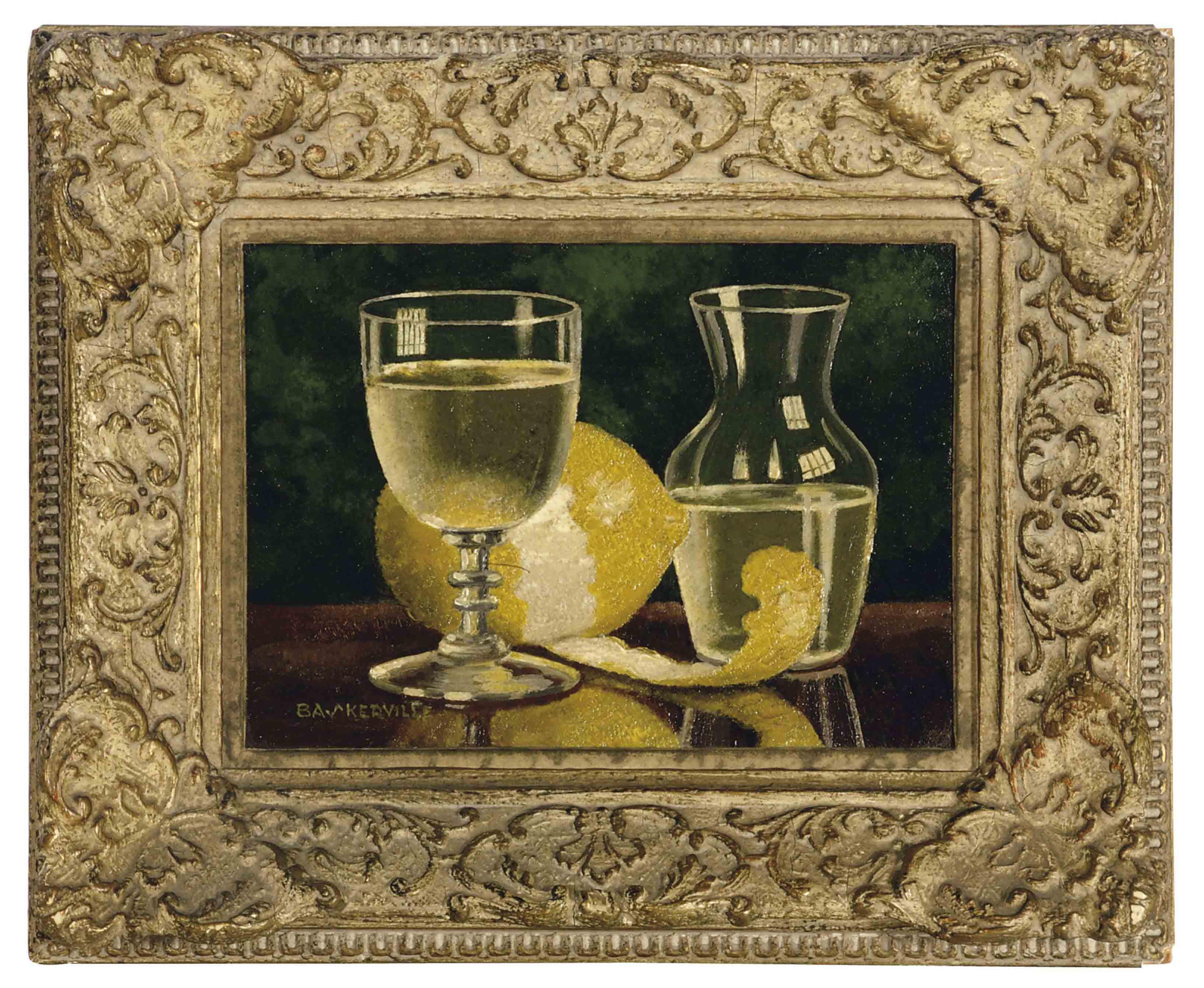 Charles Baskerville - Still Life Of A Carafe, A Glass And Lemon On A Table