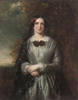 Charles Baxter - Portrait Of Kathleen, Three-Quarter-Length, A Landscape Beyond