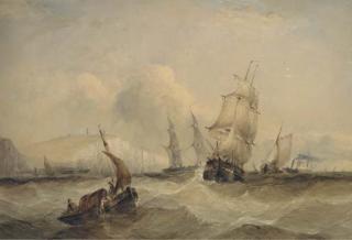 Charles Bentley, O.W.S. - The crowded Channel off Dover