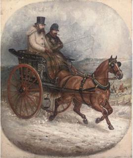 Charles Bilger Spalding - Trotting To The Meet, The Snow Falling