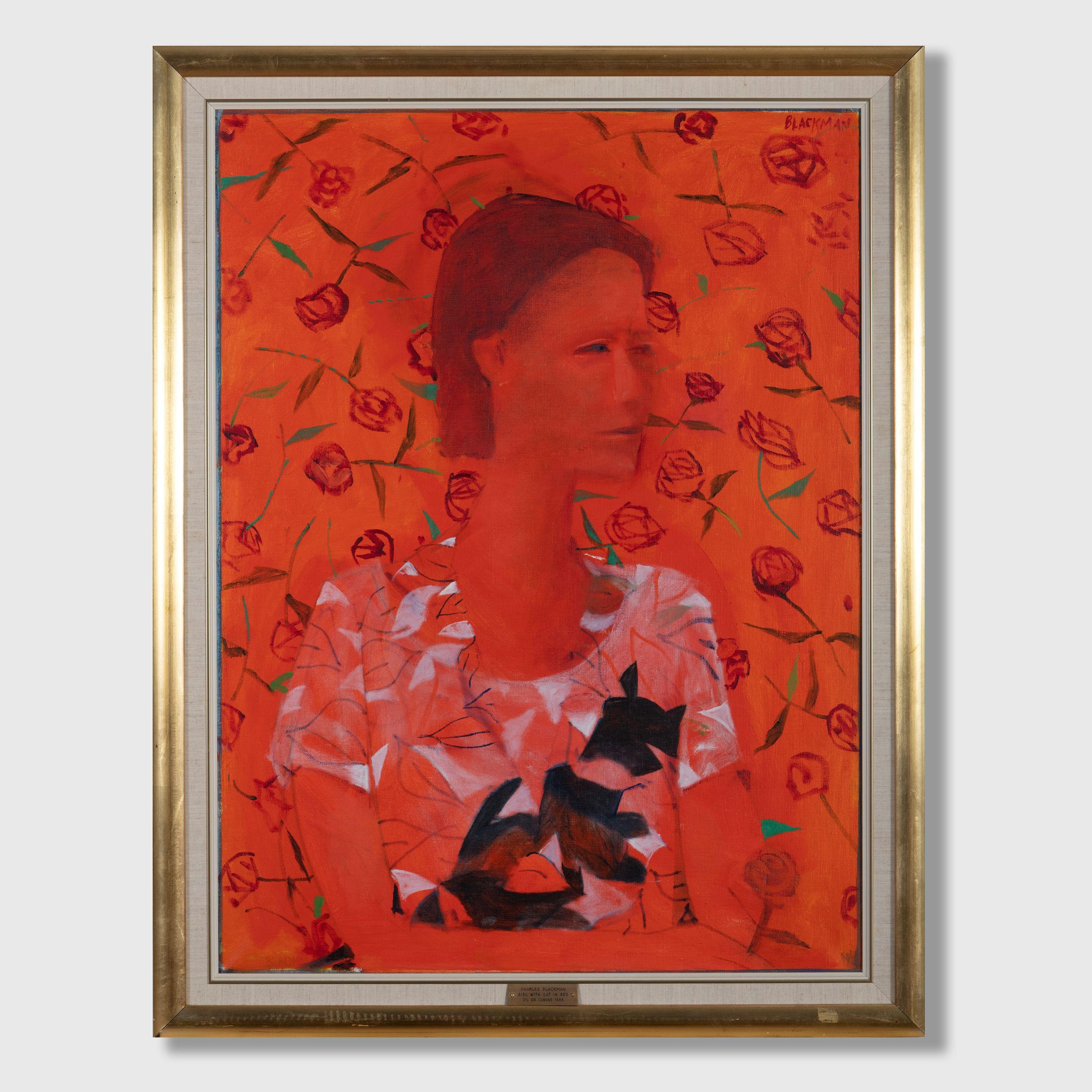 Charles Blackman - Girl with Cat in Red