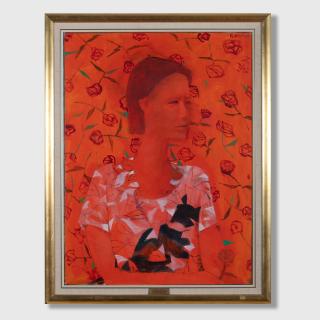 Charles Blackman - Girl with Cat in Red