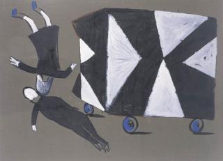Charles Blackman - Two Figures and a Car