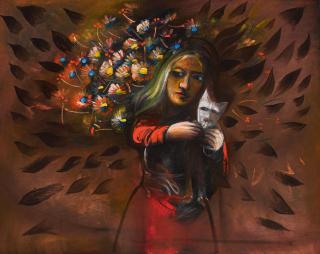 Charles Blackman - Young Girl + Old Cat