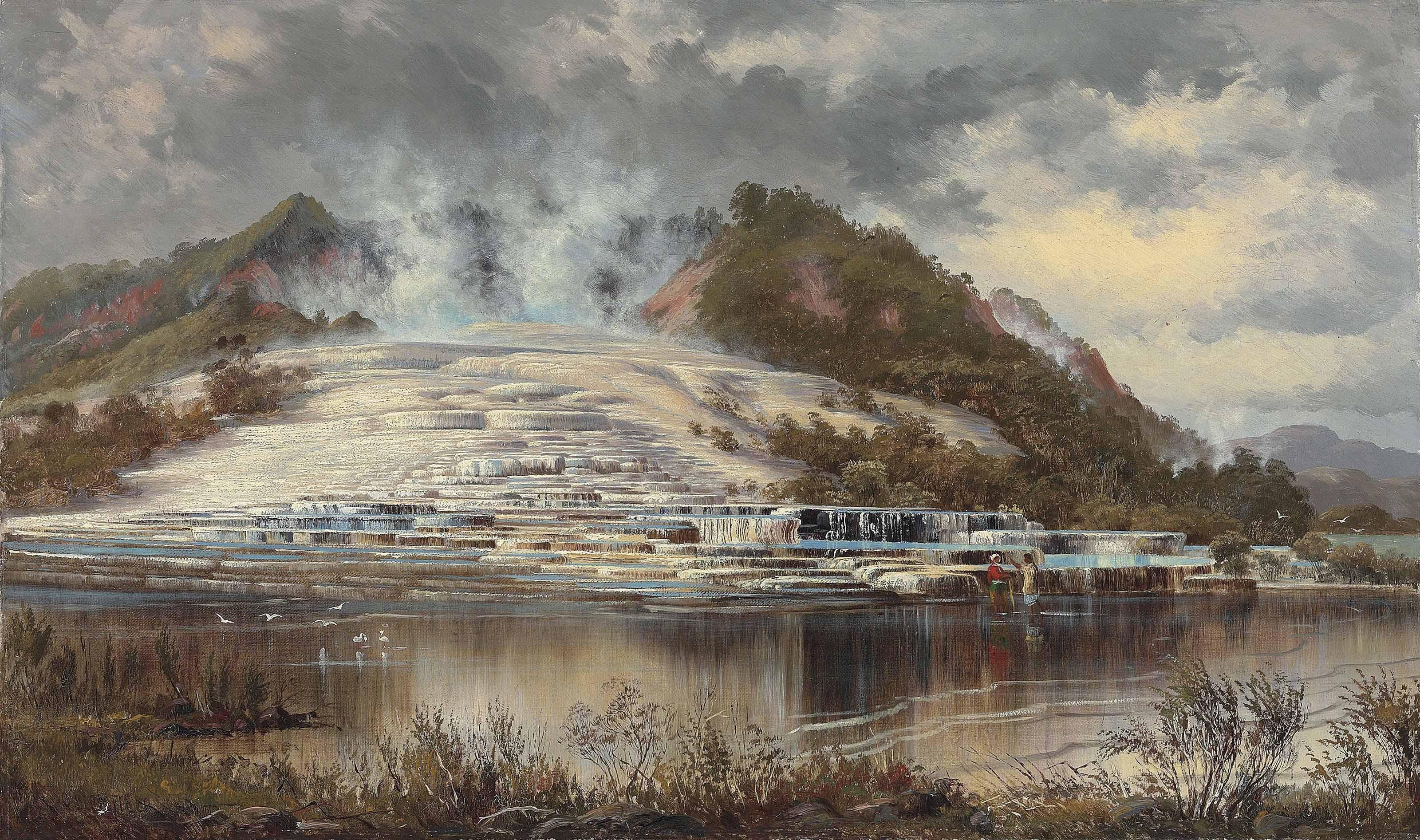 Charles Blomfield - The White Terrace, Lake Rotomahana, New Zealand