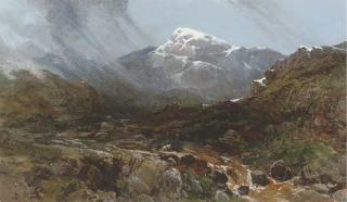 Charles Branwhite, A.O.W.S. - Mountainous Landscape With Rocky Stream