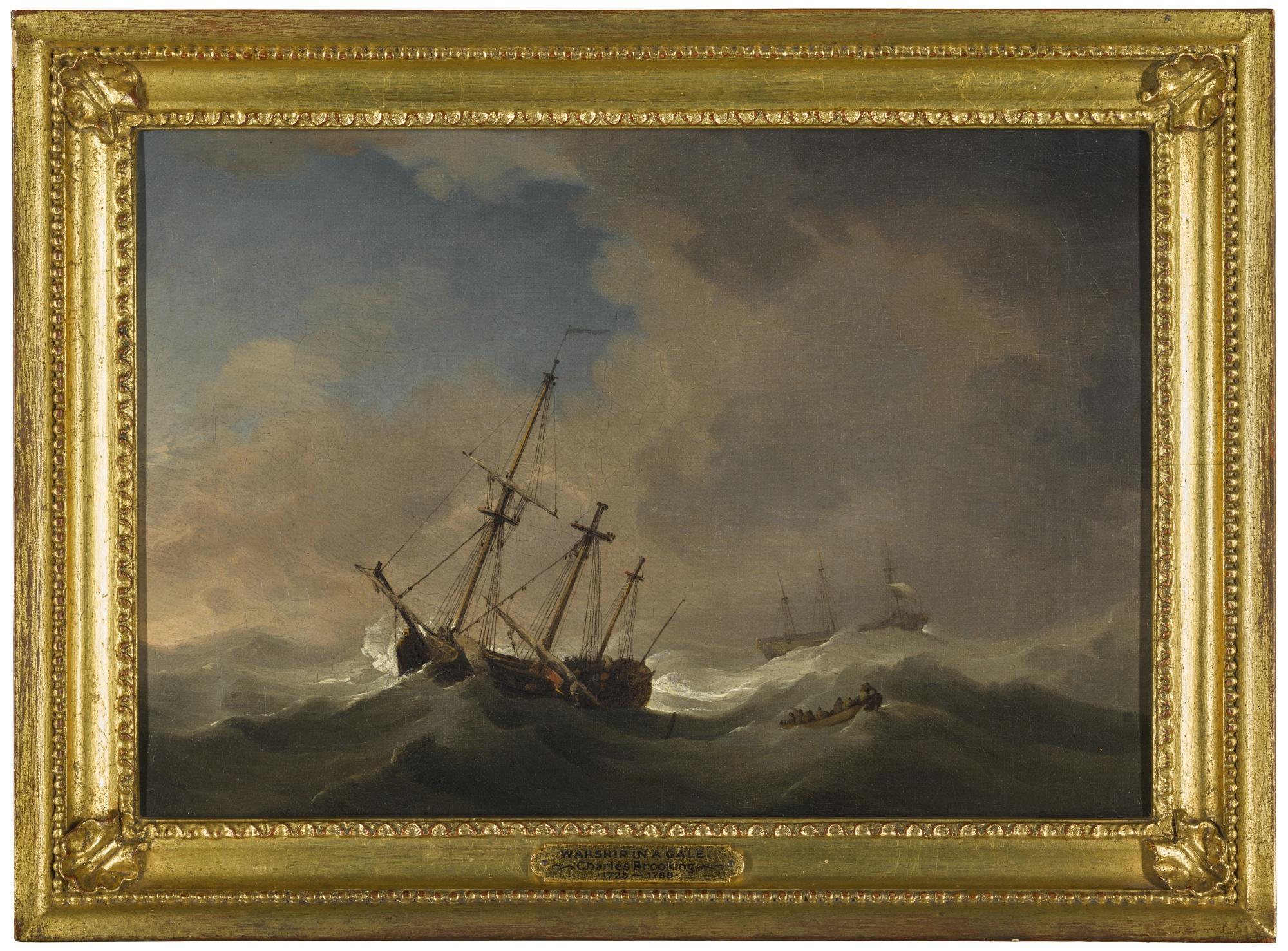 Charles Brooking - A Flagship Shortening Sail In A Gale 