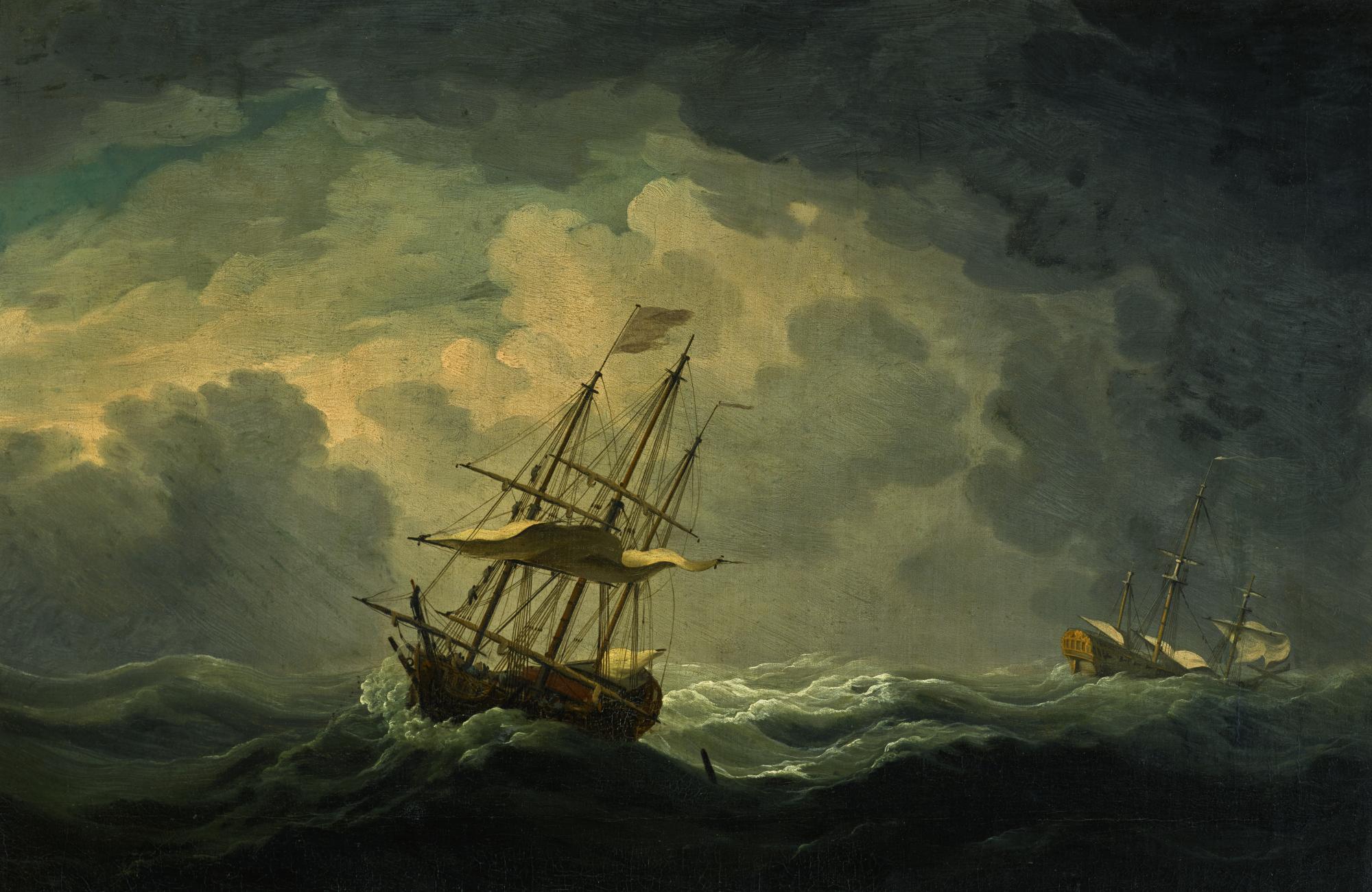 Charles Brooking - Two Men-Of-War In A Gale