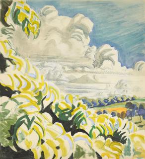 Charles Burchfield - Untitled (Landscape with Yellow Shrubs)