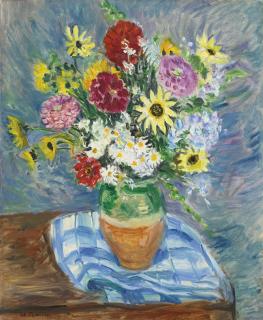Charles Camoin - Bouquet De Fleurs Sur Une Nappe À Carreaux