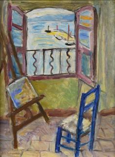 Charles Camoin - Fenêtre De L\'Atelier Au Chevalet À Saint Tropez