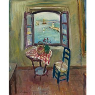 Charles Camoin - Fenêtre De L\'Atelier Ouverte Sur Le Port De Saint Tropez