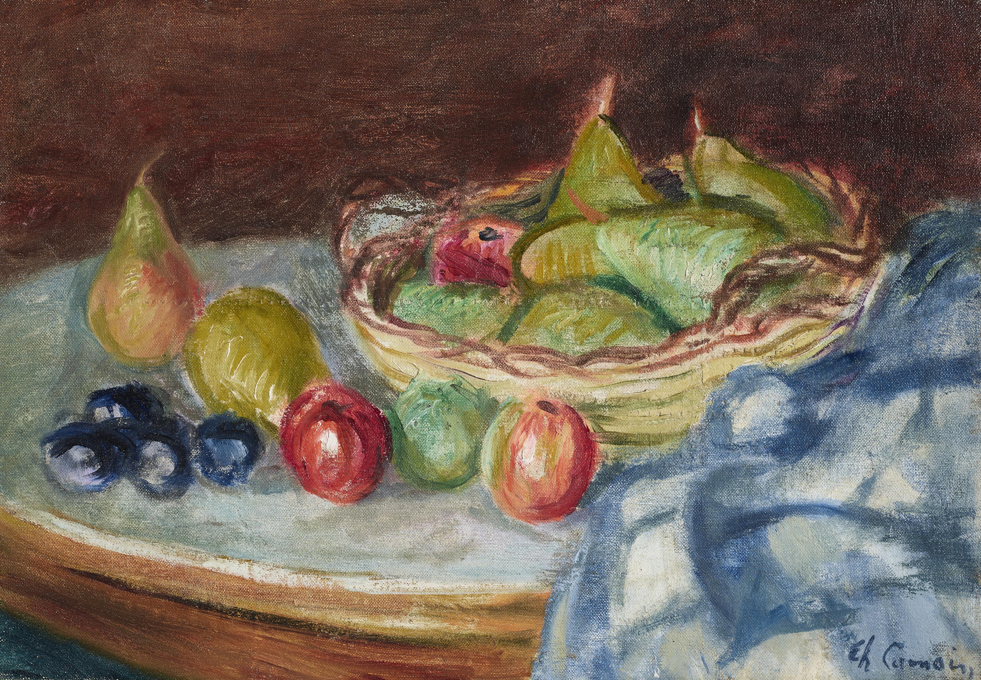 Charles Camoin - Le panier de poires sur la table ronde