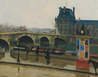 Charles Camoin - Le Pont Royal Par Temps Gris 