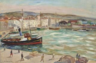 Charles Camoin - Le remorqueur dans le port de Saint-Tropez