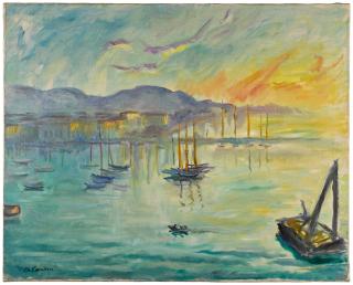 Charles Camoin - Port de Cannes, soleil levant