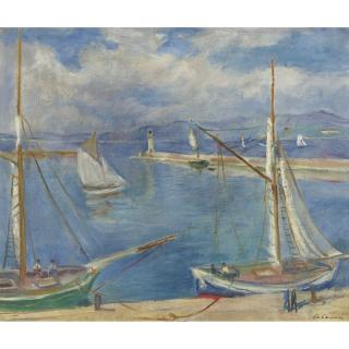 Charles Camoin - Voiles Blanches Dans Le Port De Saint-Tropez