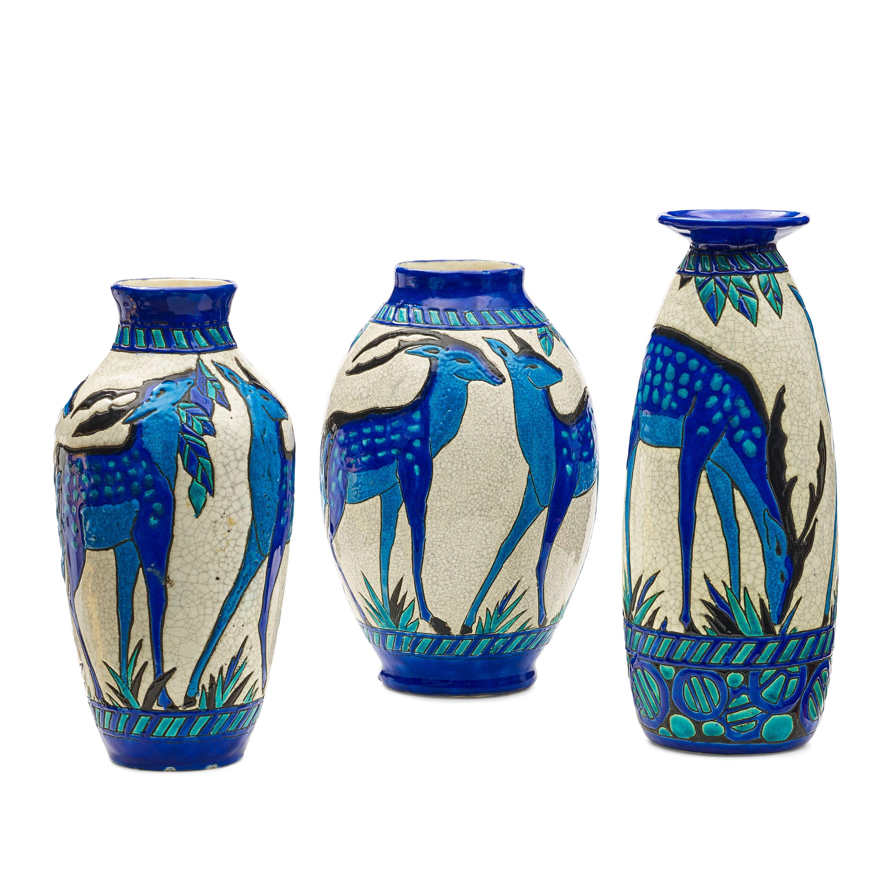 Charles Catteau - Group of Three Deer Vases