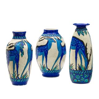 Charles Catteau - Group of Three Deer Vases