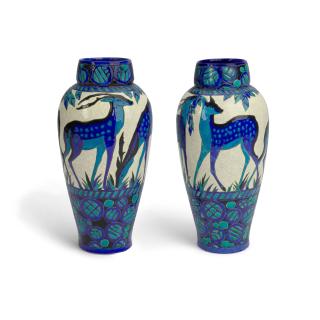 Charles Catteau - Pair of Deer Vases