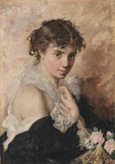Charles Chaplin - A girl with roses