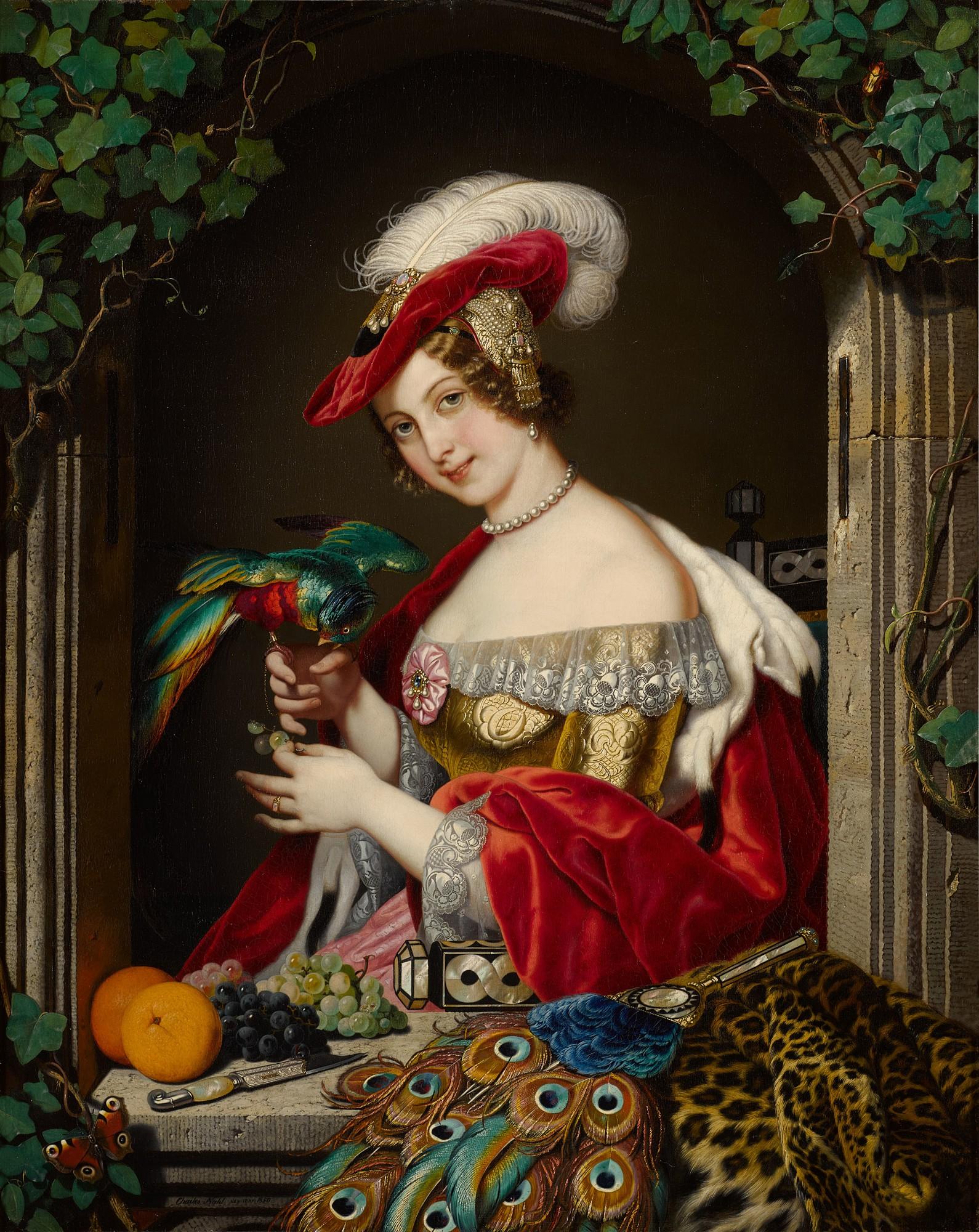 Charles Christian Nahl - Lady with a Parrot