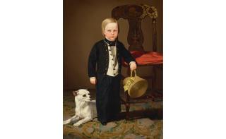 Charles Christian Nahl - Portrait of a Boy with Dog 26 x 19 in. framed 33 3/4 x 26 1/2 in.