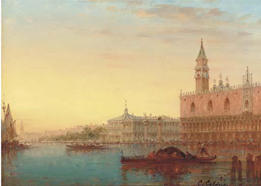 Charles-Clement Calderon - Gondolas before the Doge\'s Palace, Venice