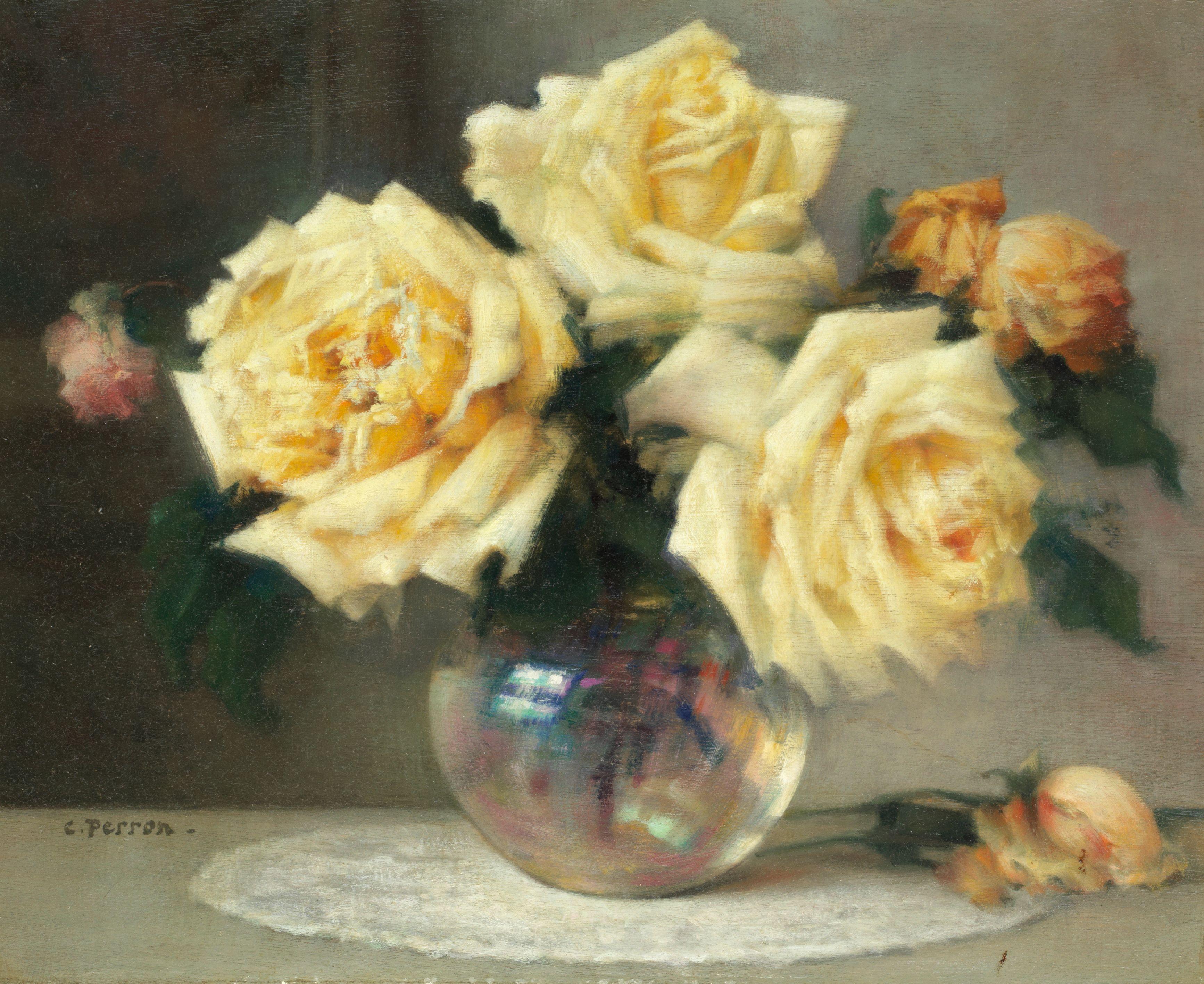 Charles Clement Francis Perron - Still Life Of Flowers