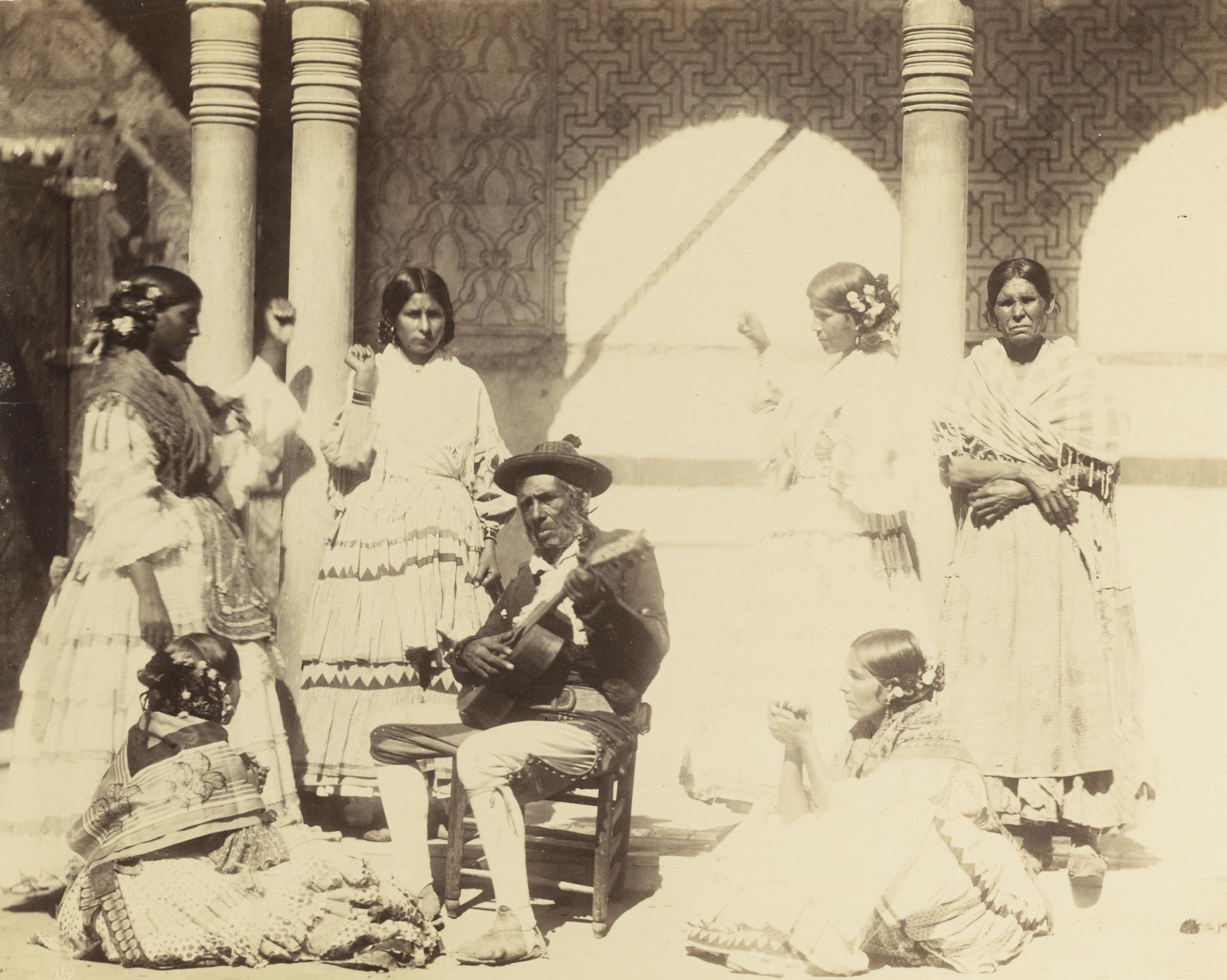 Charles Clifford - Granada, La Alhambra, Jitanos Bailando, 1862Albumen Print, Flush-Mounted To Original Card And Mounted. With A Partially Cropped Blindstamp At Lower Left. Mounted And Framed.