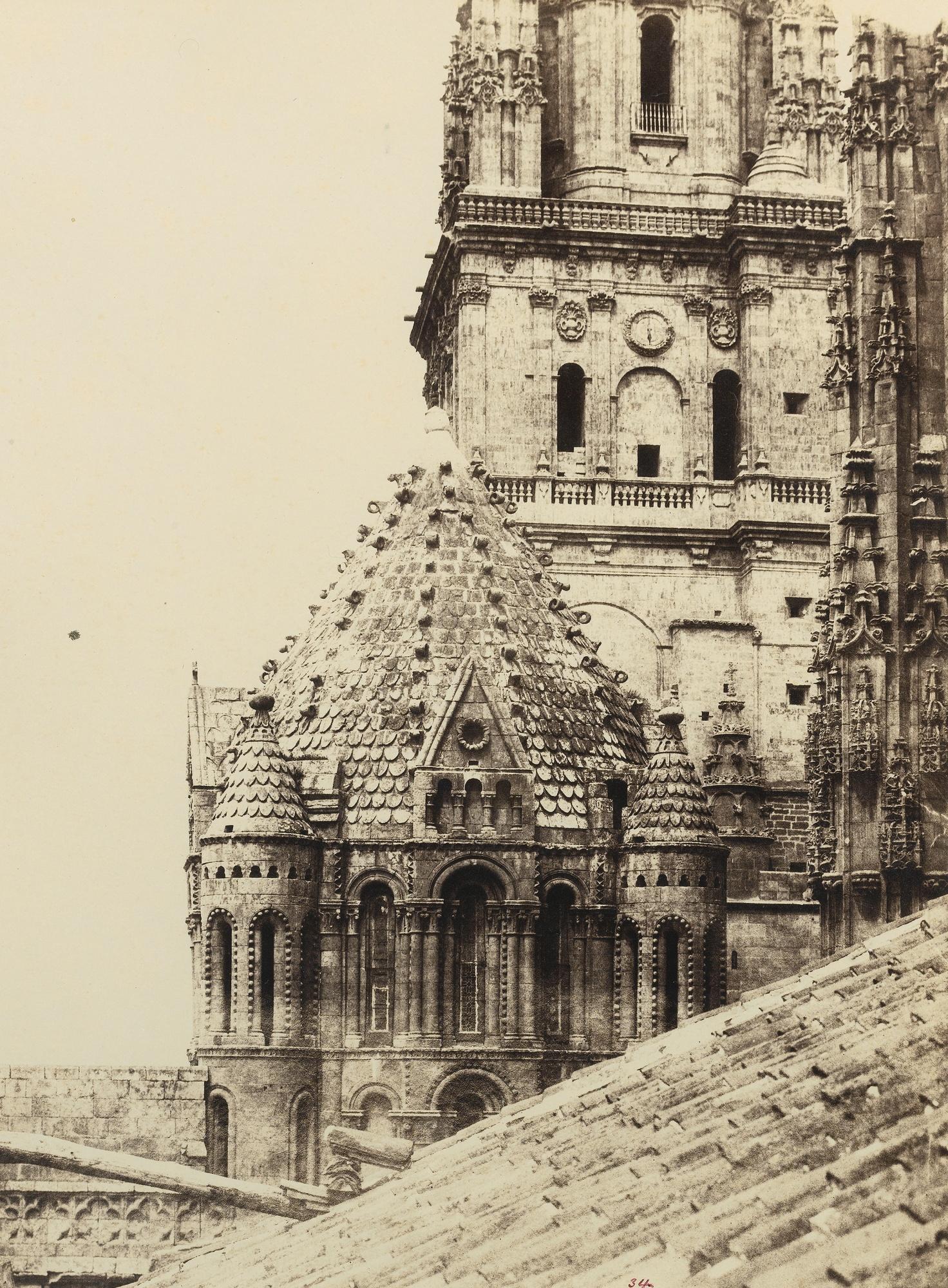 Charles Clifford - Salamanca, Catedral Con La Torre Del Gallo De La Vieja Catedral Adyacente, 1853-1854Albumen Print, Flush-Mounted To Original Card. Numbered 34. In Ink In The Image And Titled In Pencil In The Lower Margin. Mounted And Framed.