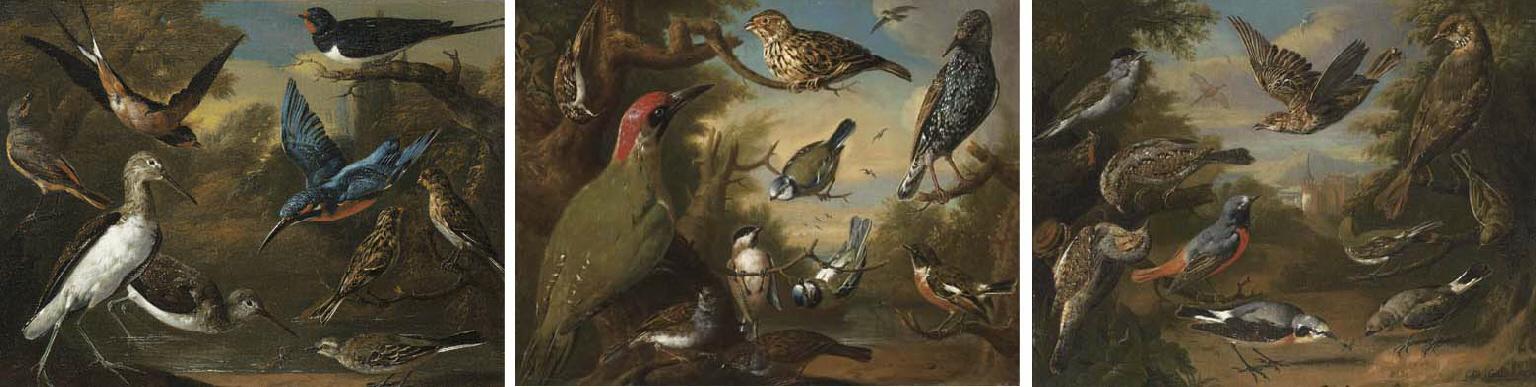 Charles Collins - Ornamental Birds In A Landscape, A Set Of Three