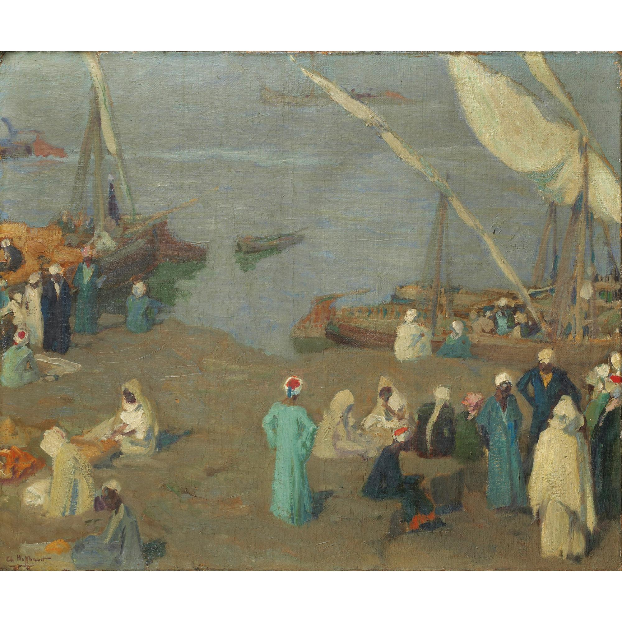 Charles-Constantin-Joseph Hoffbauer - Vue Du Nilcharles-Constantin-Joseph Hoffbauer ; Vue Of The Nile ; Signed Lower Left ; Oil On Canvas