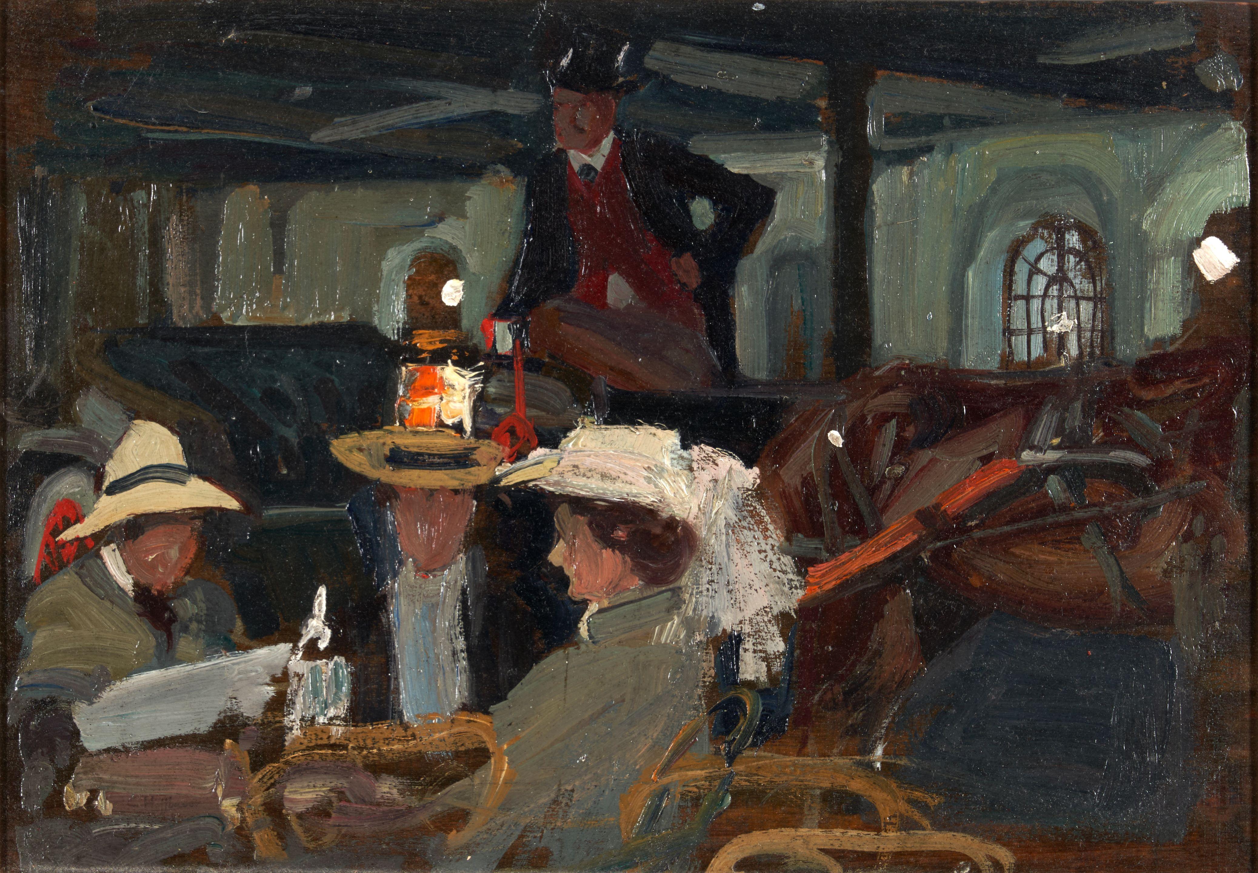 Charles Constantine Hoffbauer - A Group Outside of a Restaurant