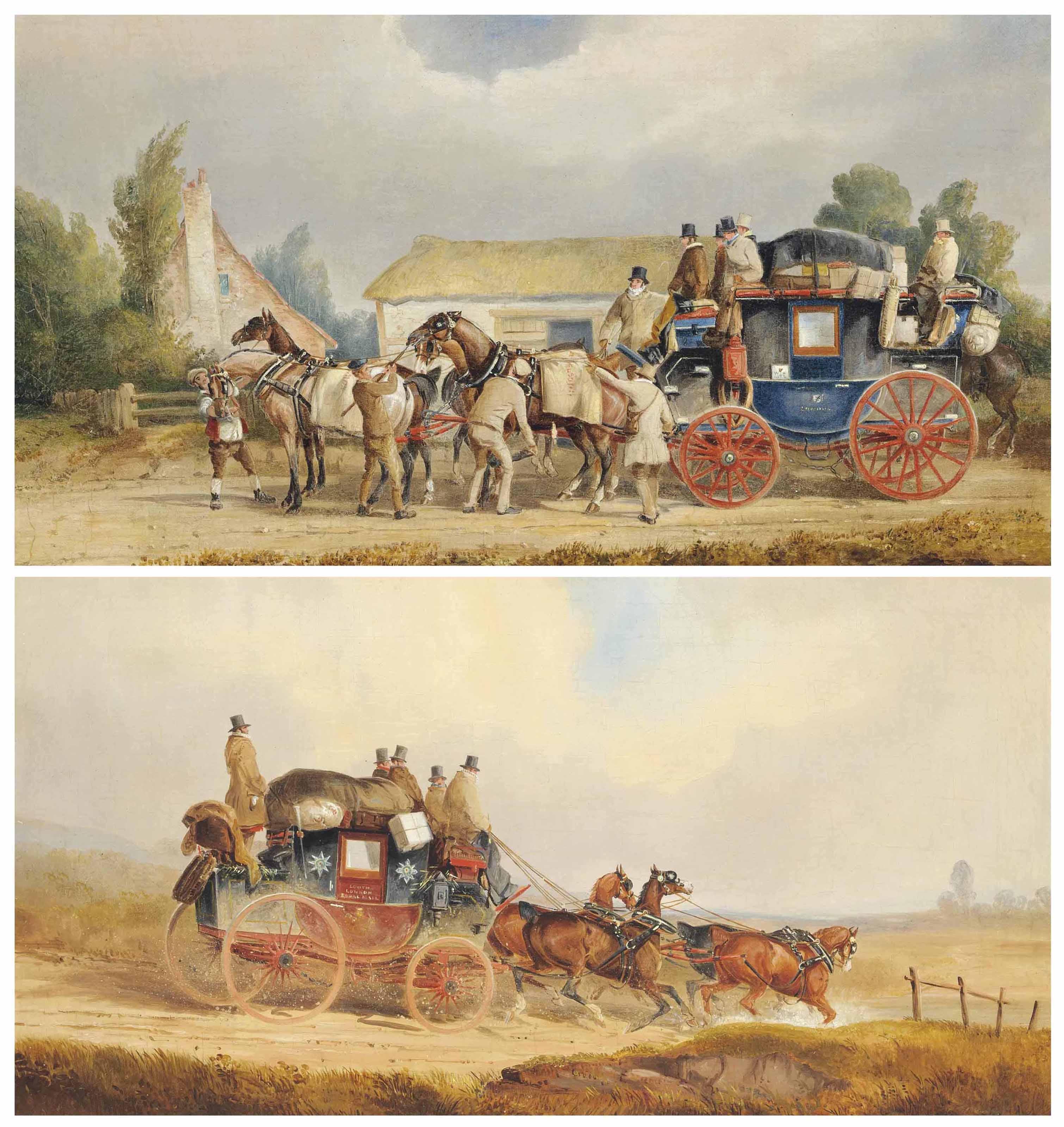 Charles Cooper Henderson - Changing horses for the London mail coach; and The Louth-London Royal Mail coach