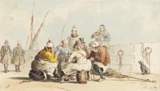 Charles Cooper Henderson - Fishermen on the quayside