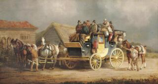 Charles Cooper Henderson - The Worcester to London coach changing horses