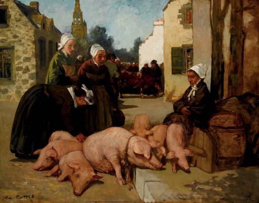 Charles Cottet - Le marché aux cochons