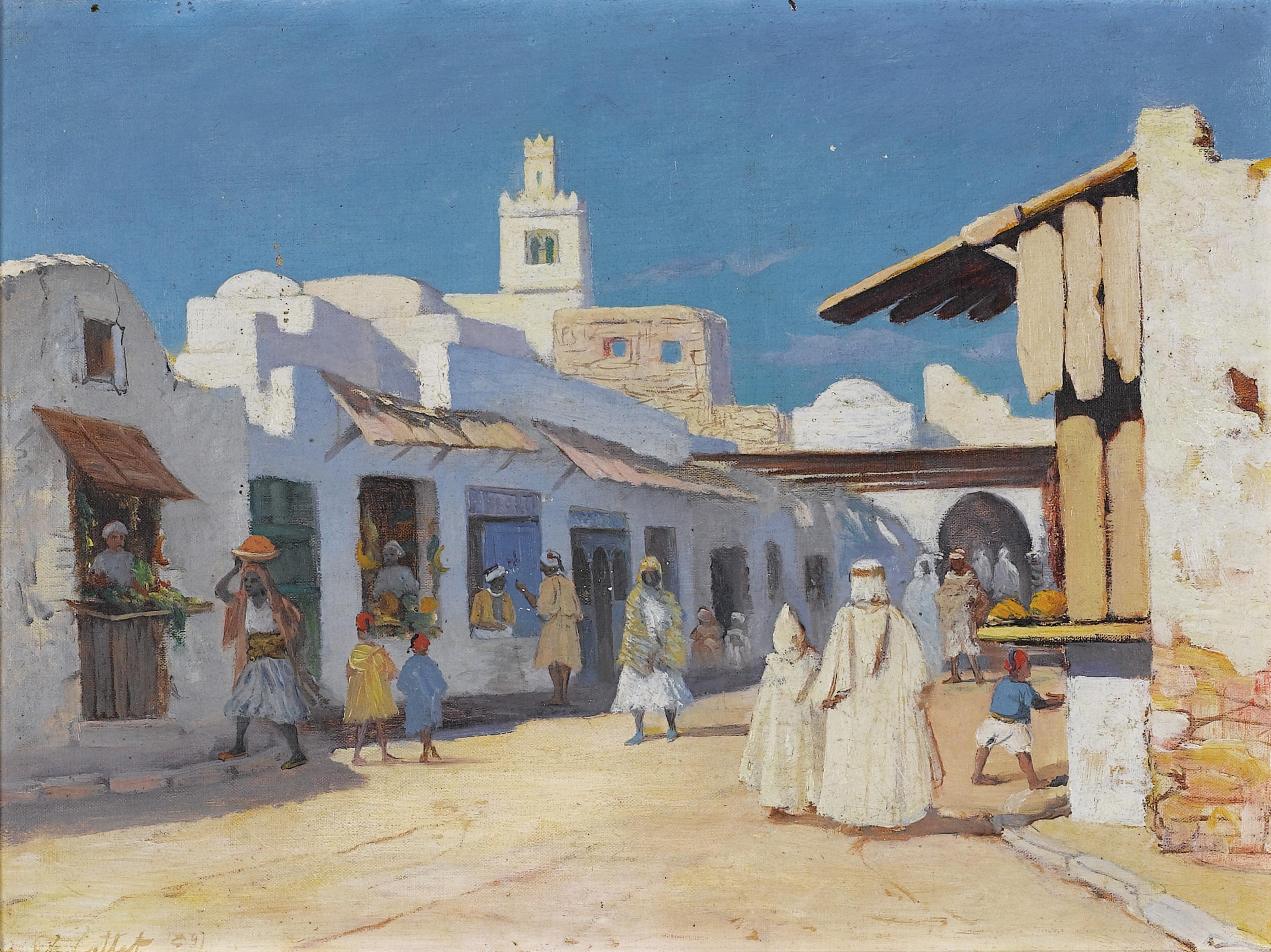 Charles Cottet - Vue D\'Une Rue À Tunischarles Cottet ; A Street In Tunis ; Signed And Dated \'91 Lower Left ; Oil On Canvas