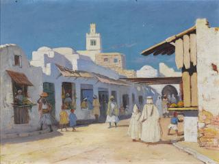 Charles Cottet - Vue D\'Une Rue À Tunischarles Cottet ; A Street In Tunis ; Signed And Dated \'91 Lower Left ; Oil On Canvas