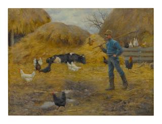 Charles Courtney Curran - In The Barnyard