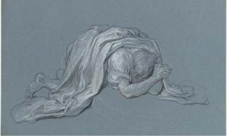 Charles Coypel - A man with his hands clasped over his head