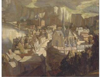 Charles Cundall, R.A., R.W.S. - French Town By The Sea