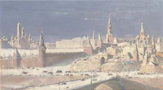 Charles Cundall, R.A, R.W.S. - The Moscow Kremlin in winter