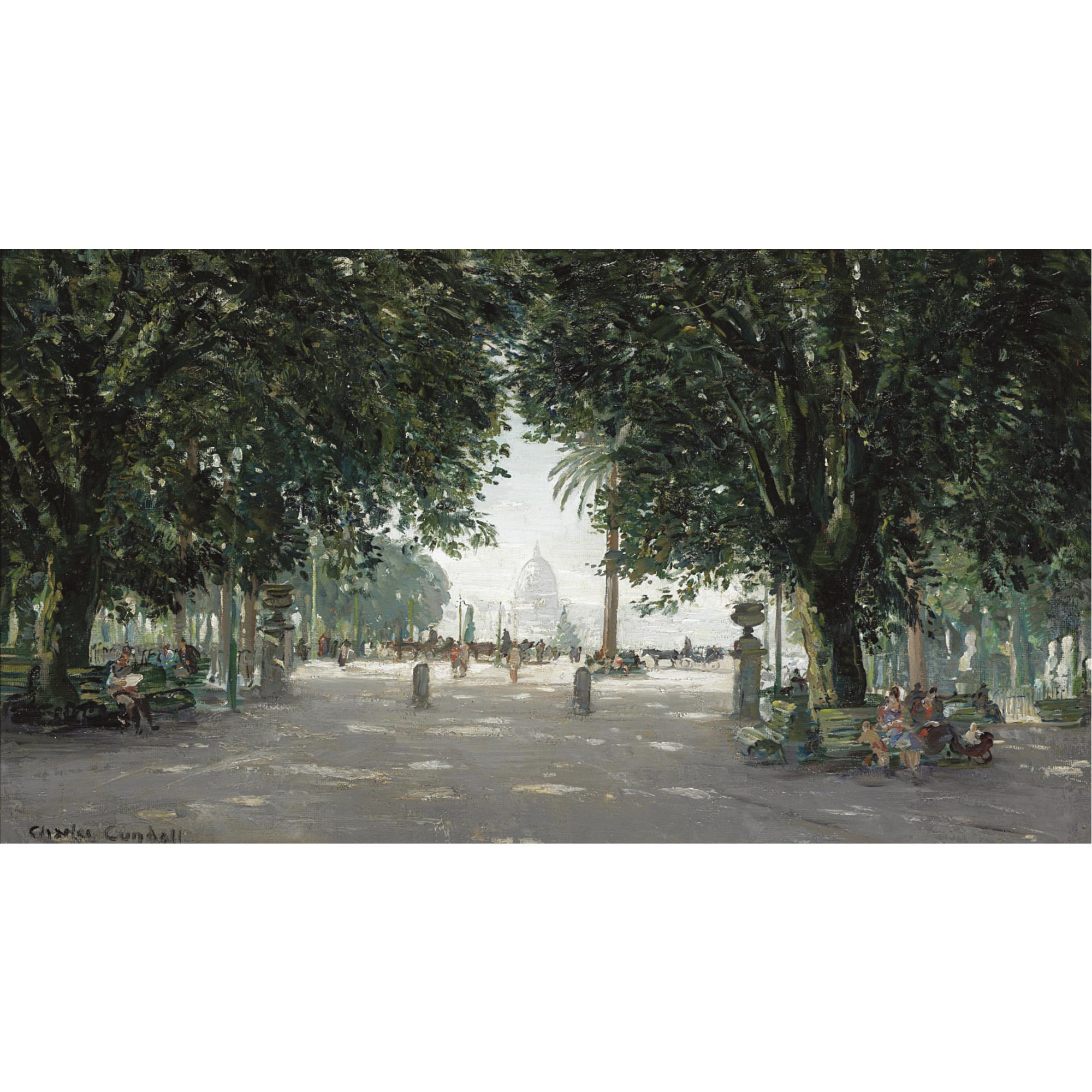 Charles Cundall R.A - Les Jardin Des Luxembourg