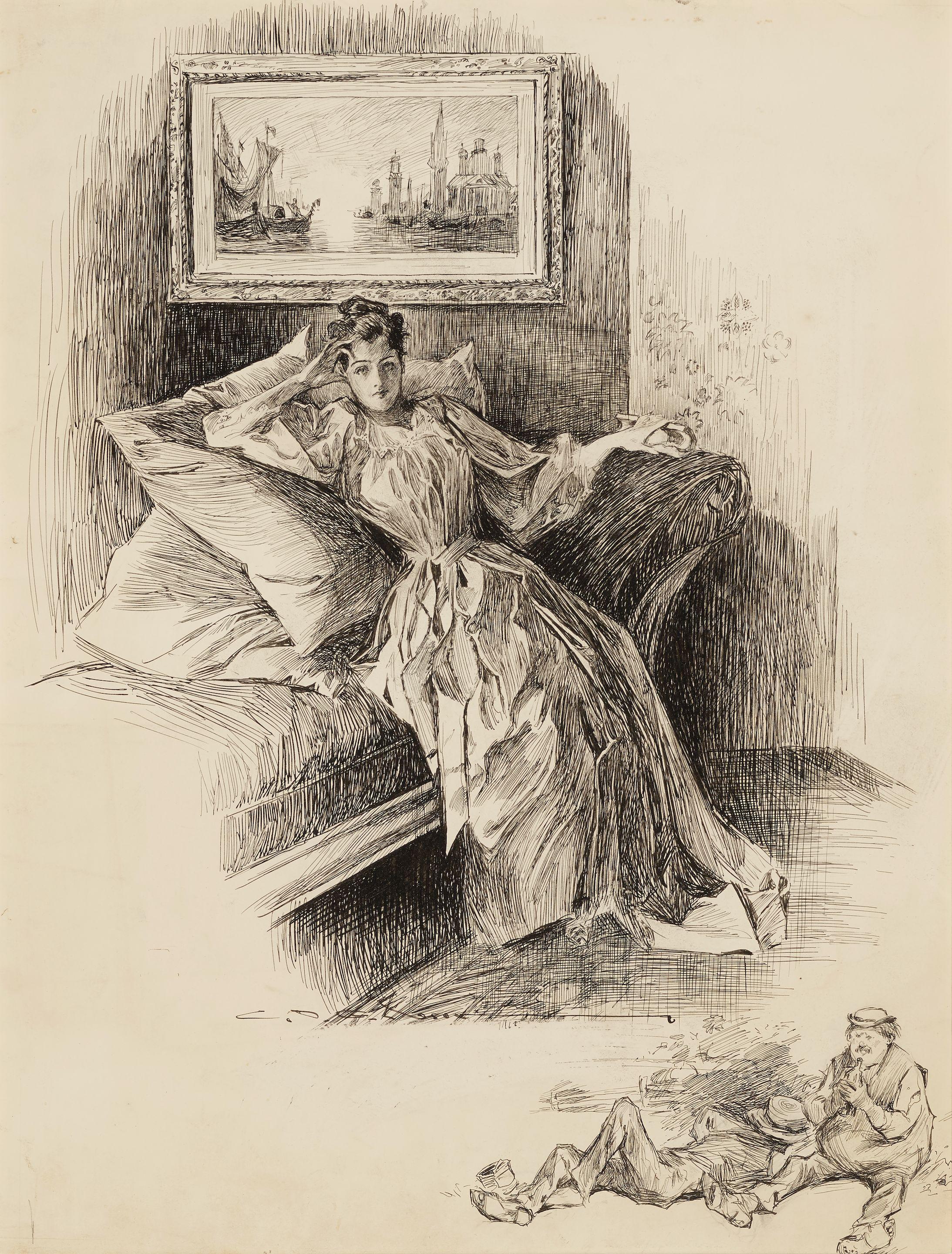 Charles Dana Gibson - Reclining Woman