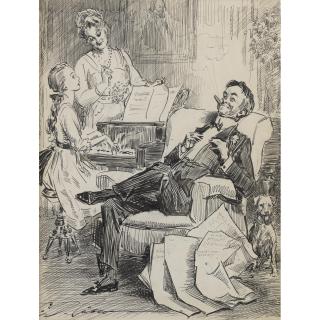 Charles Dana Gibson - Studies In Expression, The News, Untitled And The Next Morning:  Four Works