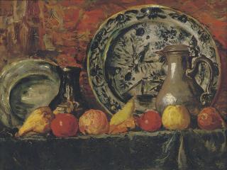 Charles Dankmeijer - Still life with fruit, plates and jugs