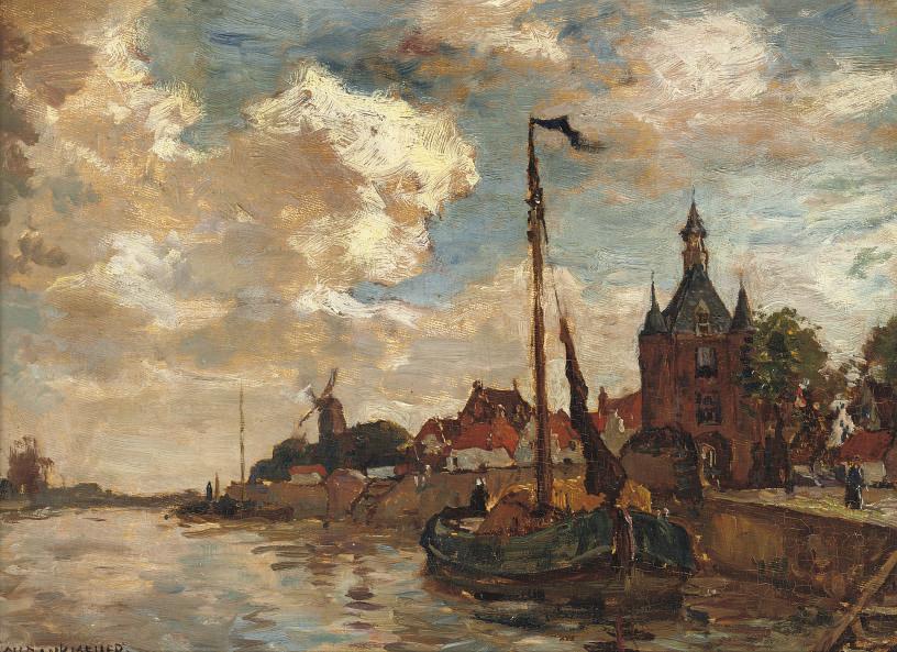 Charles Dankmeijer - The harbour of Hoorn with the Hoofdtoren