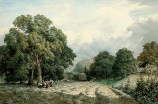 Charles Davidson, R.W.S. - Haymaking in Lewes, Sussex